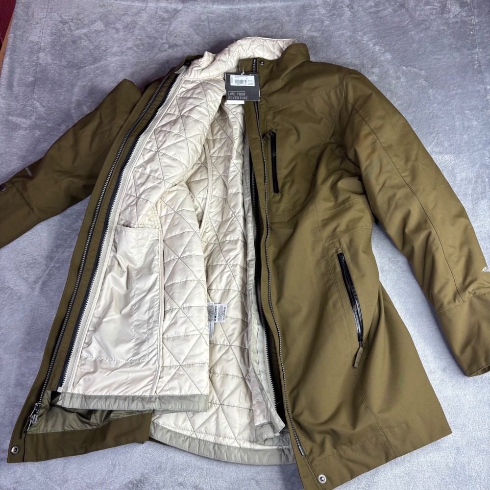 Eddie Bauer Coat Eastside 3 in 1 Trench Women M Green WeatherEdge Waterproof